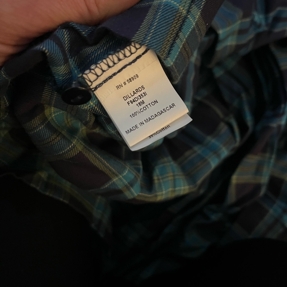 Edgehill Collection Navy and Green Plaid Dress with smocking details 18 months - Picture 4 of 8